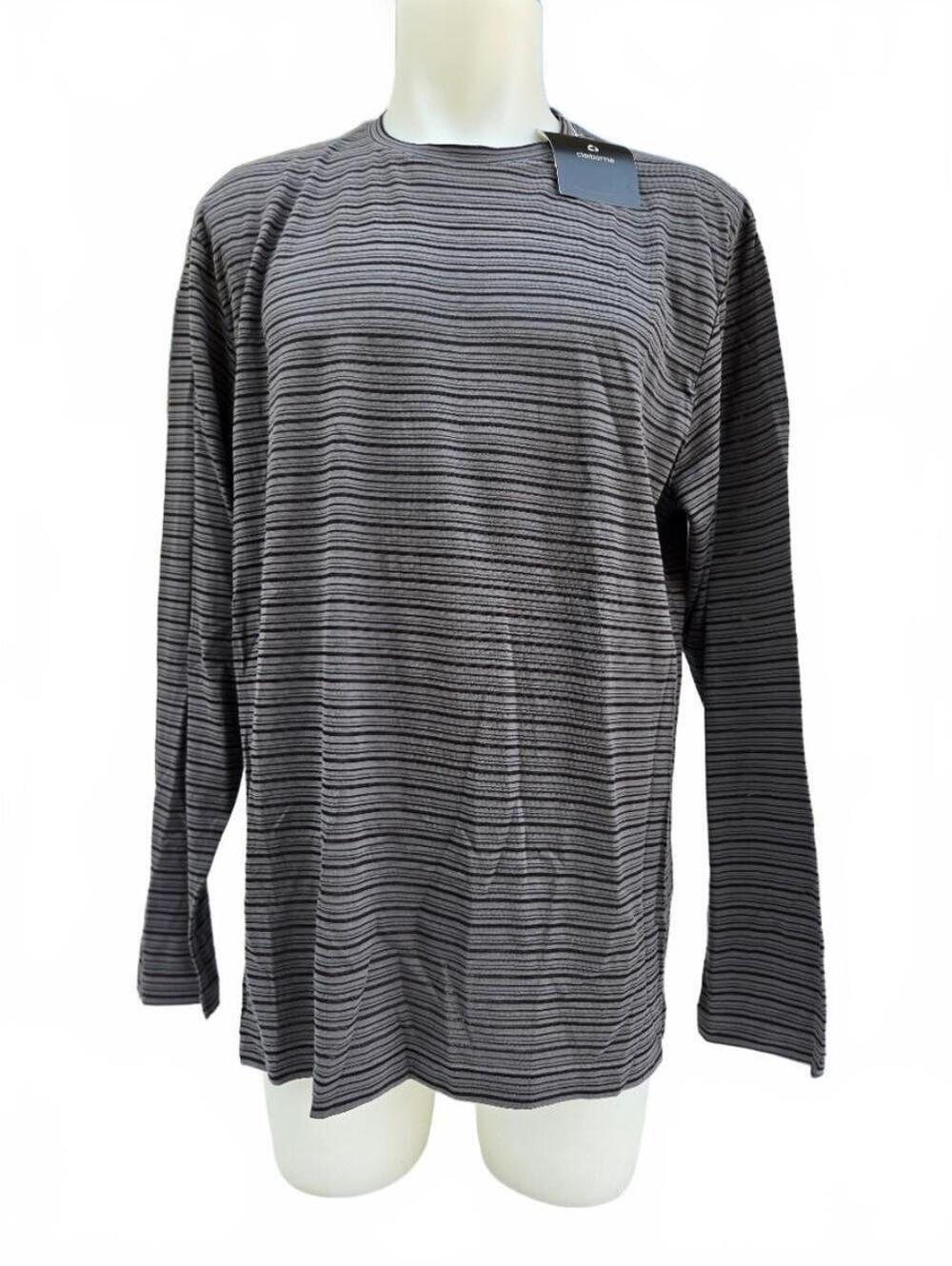 NWT Claiborne Men’s XL Grey Stripe Long Sleeve Tee Y2K Grunge Minimalist Layer - Picture 2 of 7